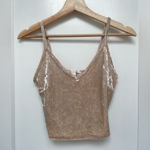 Forever 21 Velvet Champagne Cropped Tank Top